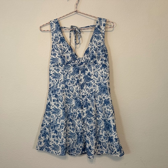 PEPPERMAYO - White and Blue Floral Mini Dress - Picture 2 of 7